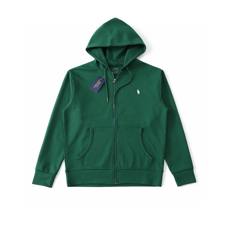 Cross-basic pony logo embroidered hooded sweatshirt for men and women with zipper jacket