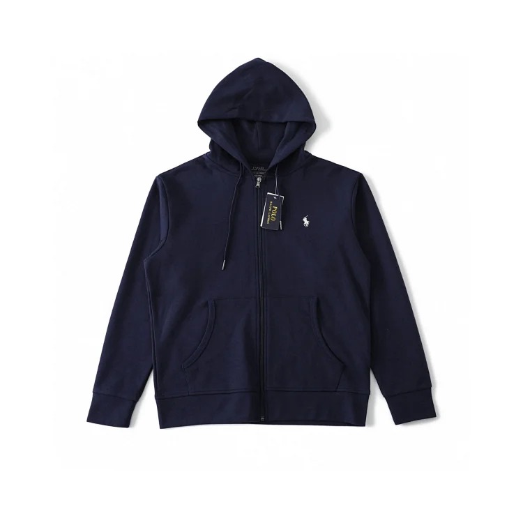 Cross-basic pony logo embroidered hooded sweatshirt for men and women with zipper jacket