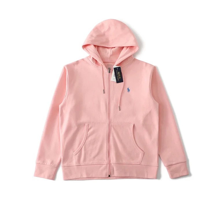Cross-basic pony logo embroidered hooded sweatshirt for men and women with zipper jacket