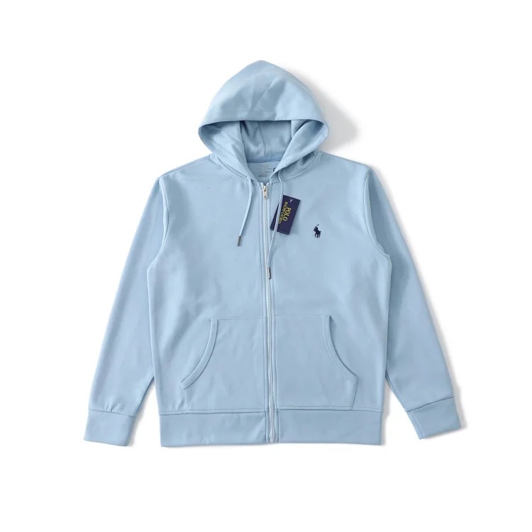 Cross-basic pony logo embroidered hooded sweatshirt for men and women with zipper jacket