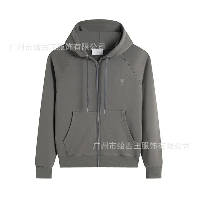 Love pocket zipper embroidered hooded casual jacket hooded