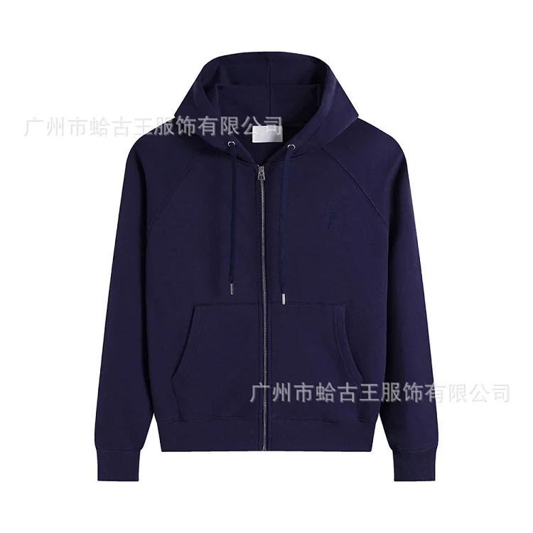 Love pocket zipper embroidered hooded casual jacket hooded