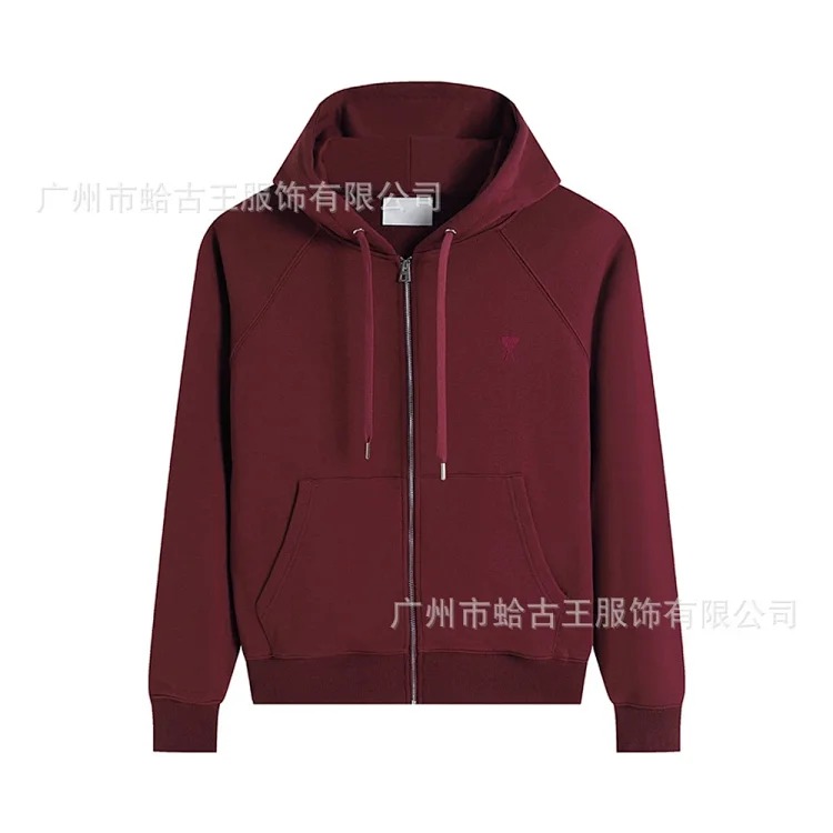 Love pocket zipper embroidered hooded casual jacket hooded