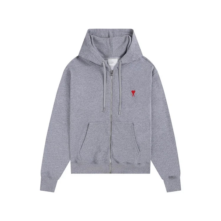 Love pocket zipper embroidered hooded casual jacket hooded