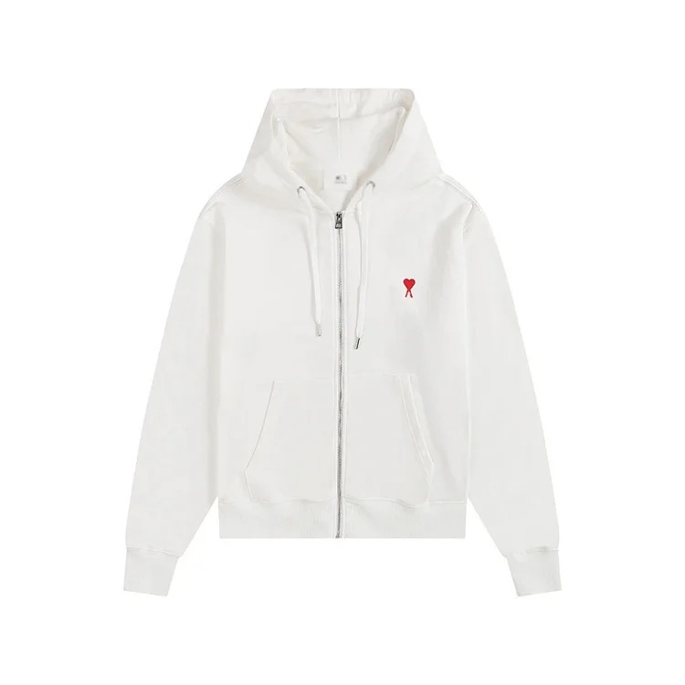 Love pocket zipper embroidered hooded casual jacket hooded