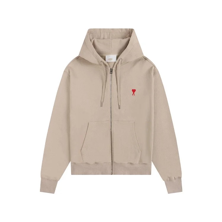 Love pocket zipper embroidered hooded casual jacket hooded