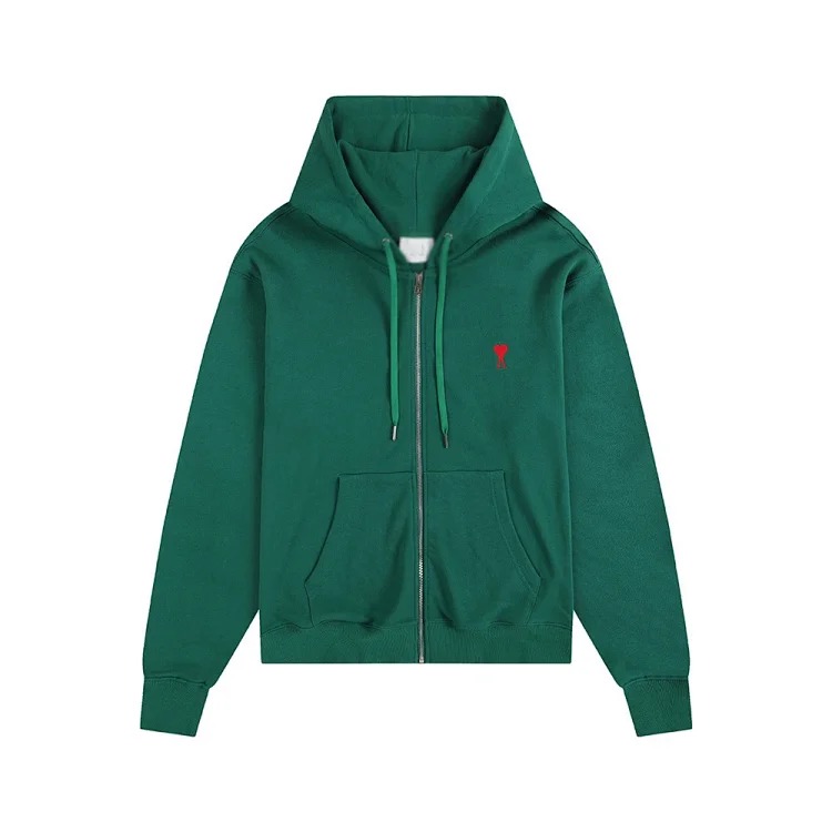 Love pocket zipper embroidered hooded casual jacket hooded