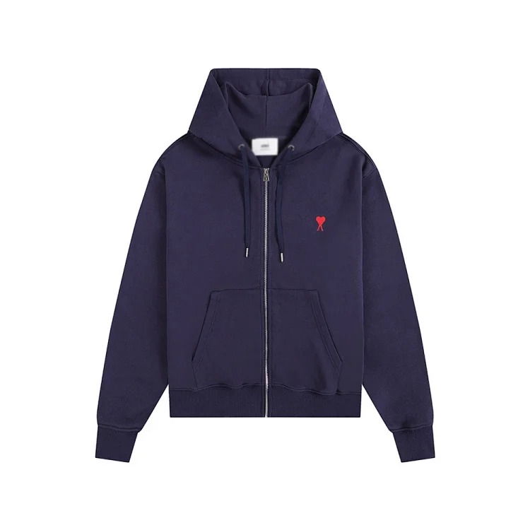 Love pocket zipper embroidered hooded casual jacket hooded