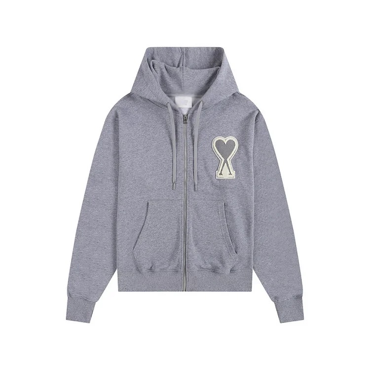 Love pocket zipper embroidered hooded casual jacket hooded