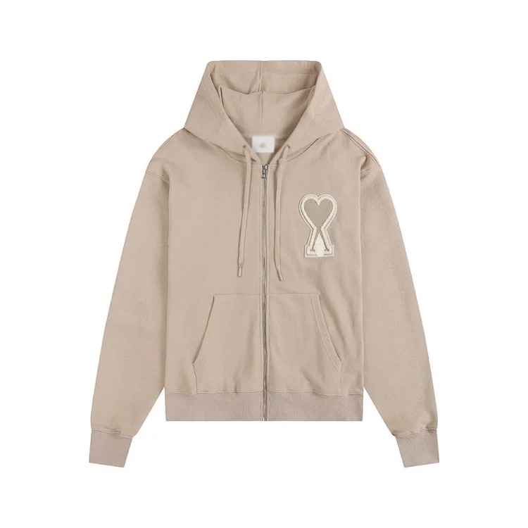 Love pocket zipper embroidered hooded casual jacket hooded