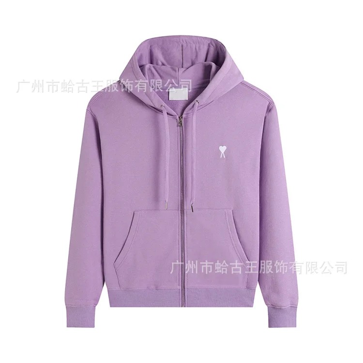 Love pocket zipper embroidered hooded casual jacket hooded