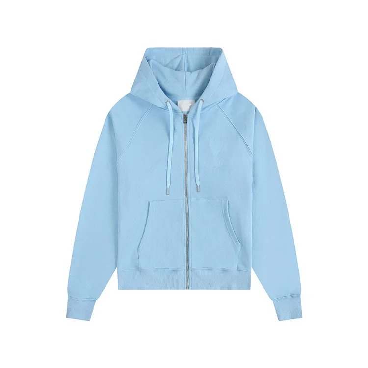 Love pocket zipper embroidered hooded casual jacket hooded