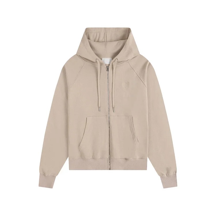 Love pocket zipper embroidered hooded casual jacket hooded