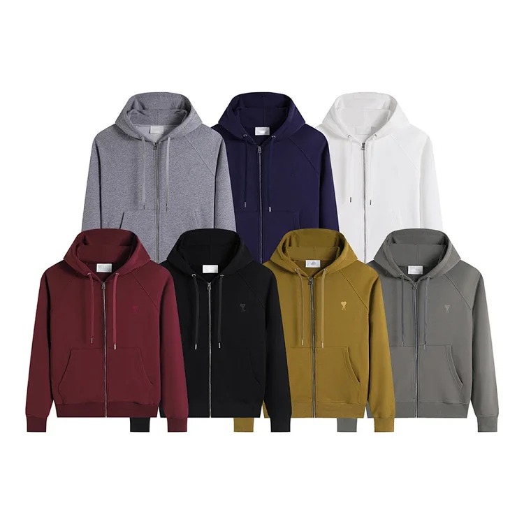 Love pocket zipper embroidered hooded casual jacket hooded