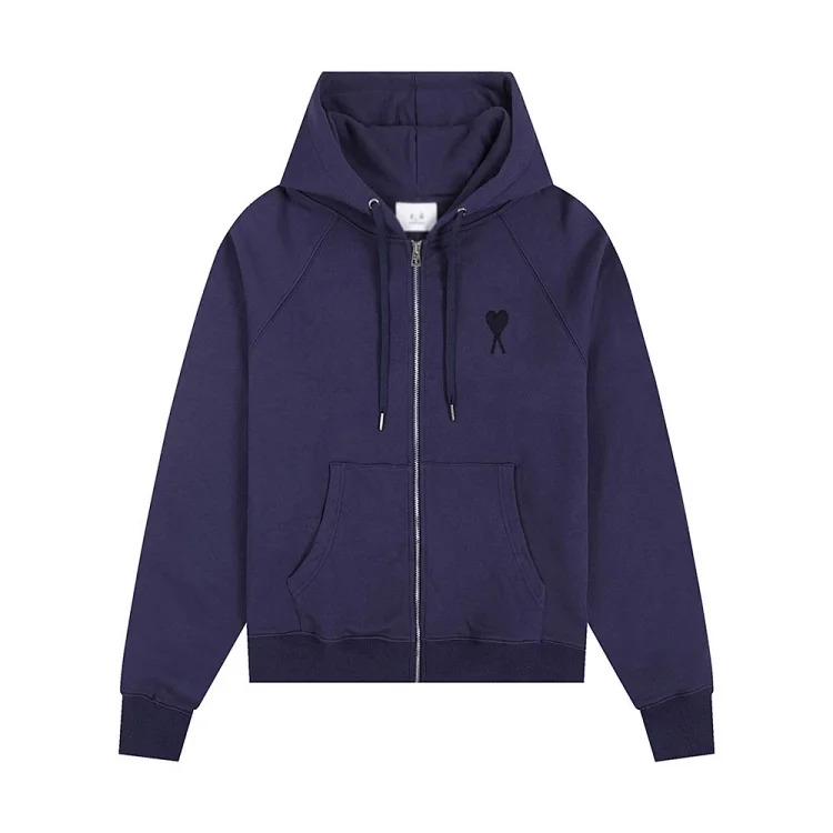 Love pocket zipper embroidered hooded casual jacket hooded