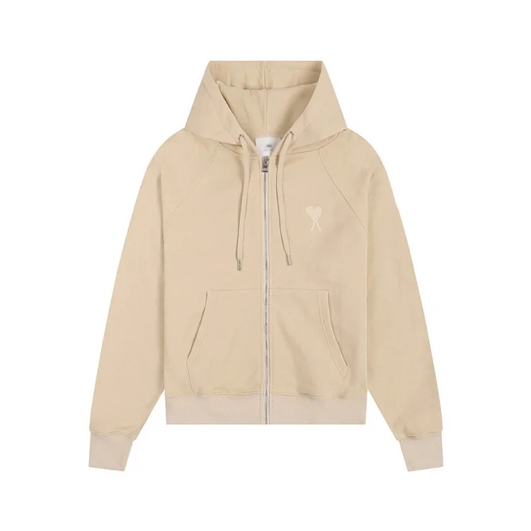 Love pocket zipper embroidered hooded casual jacket hooded
