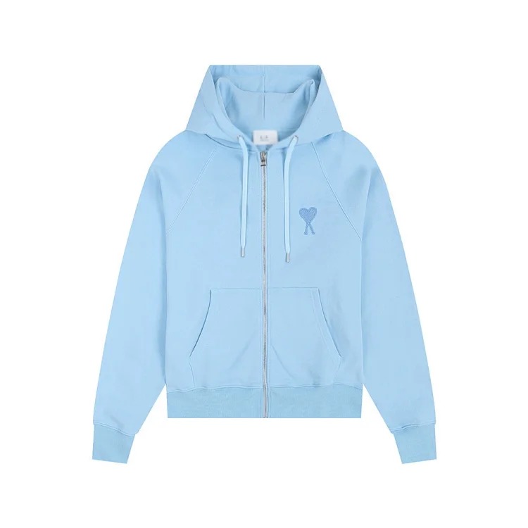 Love pocket zipper embroidered hooded casual jacket hooded