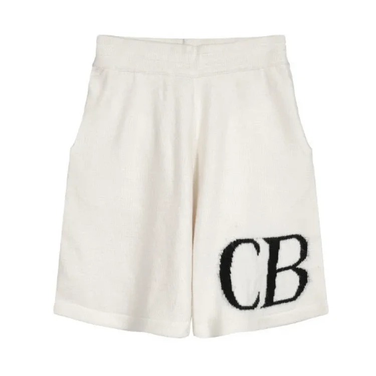 Letter logo round neck loose knitted sweater for men and women wool sports trousers casual shorts