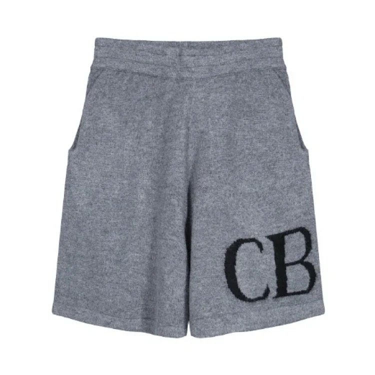 Letter logo round neck loose knitted sweater for men and women wool sports trousers casual shorts