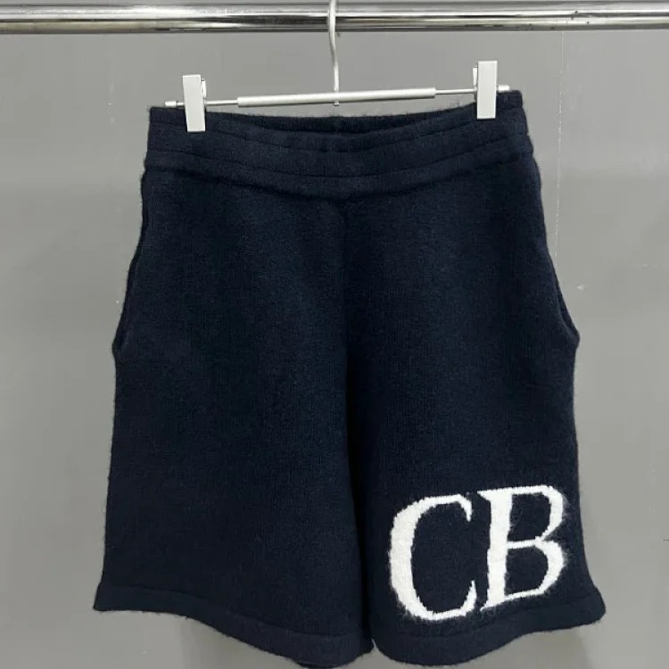 Letter logo round neck loose knitted sweater for men and women wool sports trousers casual shorts