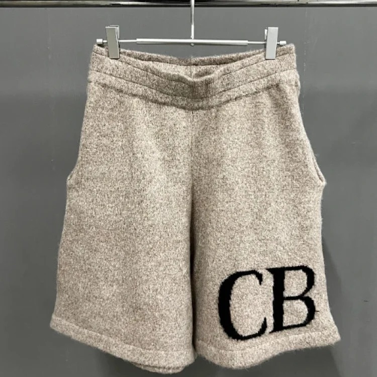 Letter logo round neck loose knitted sweater for men and women wool sports trousers casual shorts