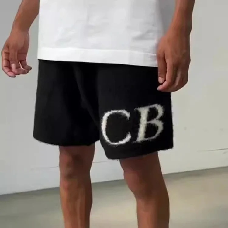 Letter logo round neck loose knitted sweater for men and women wool sports trousers casual shorts