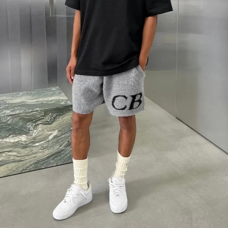 Letter logo round neck loose knitted sweater for men and women wool sports trousers casual shorts