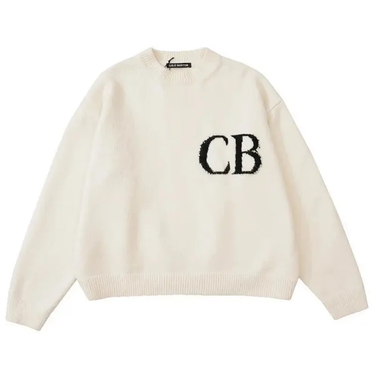 Letter logo round neck loose knitted sweater for men and women wool sports trousers casual shorts