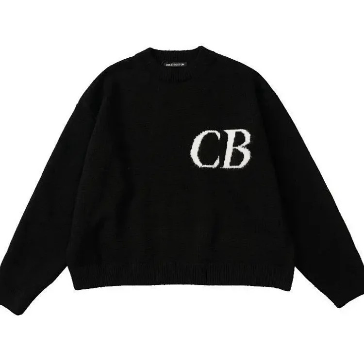 Letter logo round neck loose knitted sweater for men and women wool sports trousers casual shorts