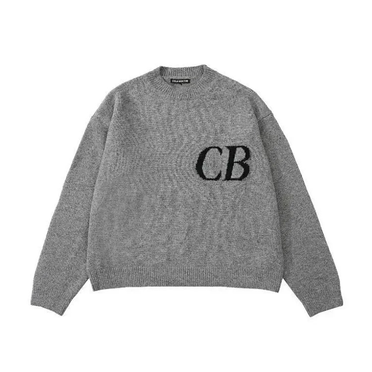 Letter logo round neck loose knitted sweater for men and women wool sports trousers casual shorts