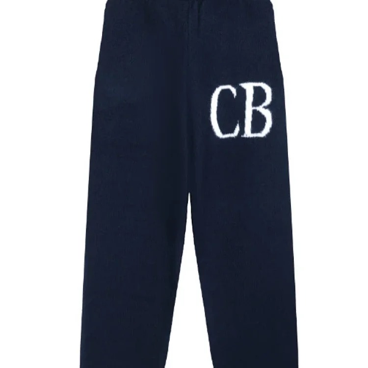 Letter logo round neck loose knitted sweater for men and women wool sports trousers casual shorts