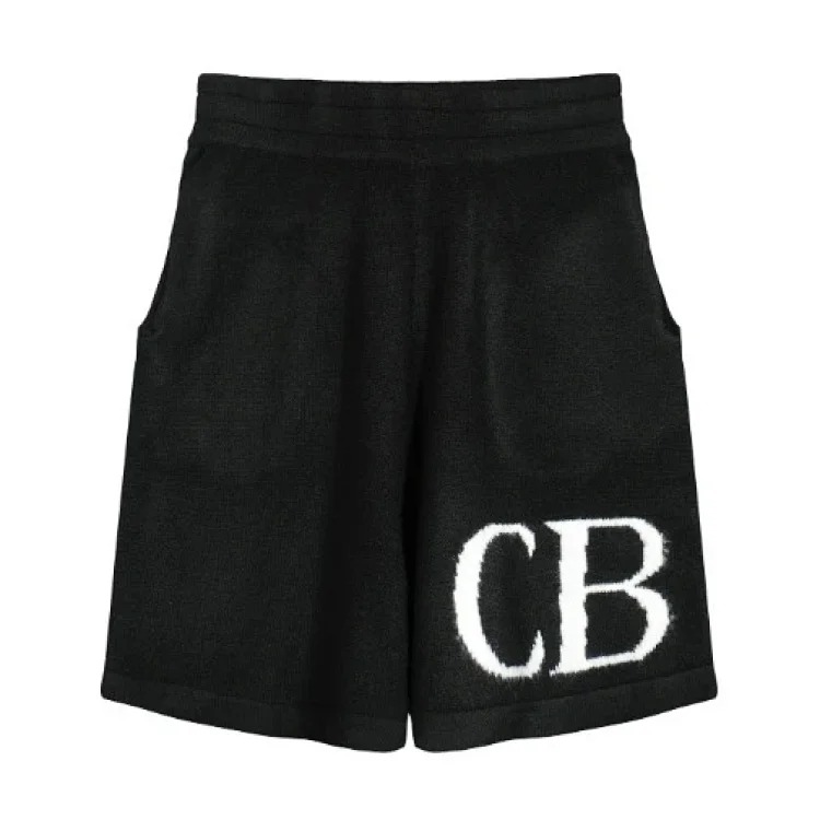 Letter logo round neck loose knitted sweater for men and women wool sports trousers casual shorts