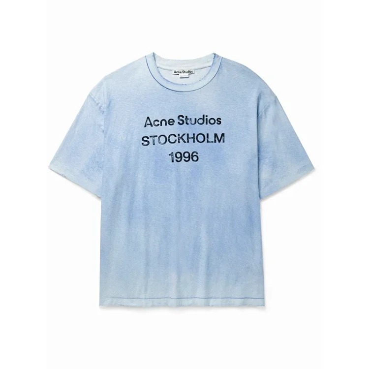 1996 Letter Print Washed and Distressed Light Luxury Loose Men's and Women's Short Sleeve Couple T-Shirt