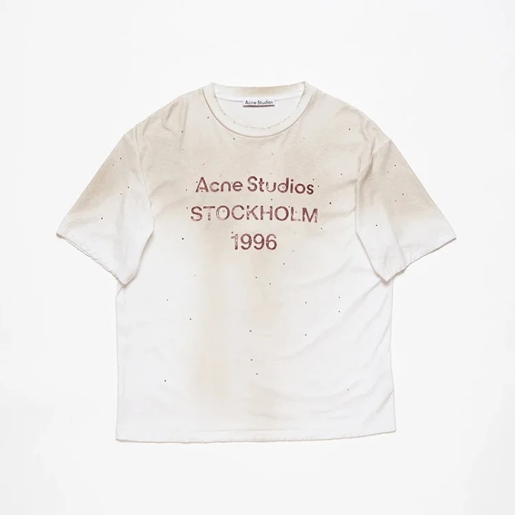 1996 Letter Print Washed and Distressed Light Luxury Loose Men's and Women's Short Sleeve Couple T-Shirt