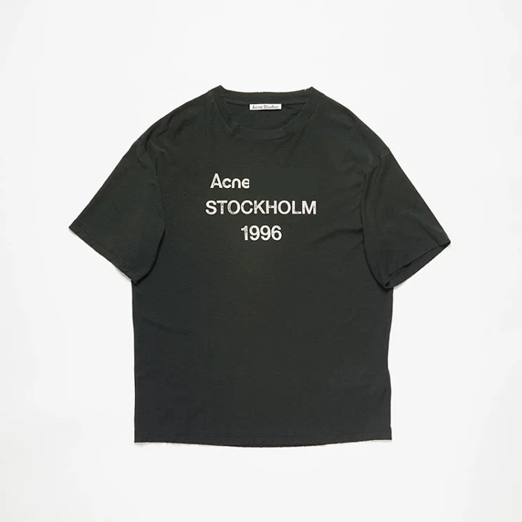 1996 Letter Print Washed and Distressed Light Luxury Loose Men's and Women's Short Sleeve Couple T-Shirt