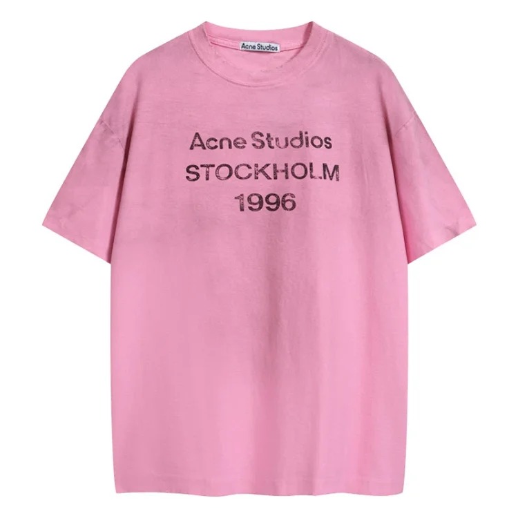 1996 Letter Print Washed and Distressed Light Luxury Loose Men's and Women's Short Sleeve Couple T-Shirt