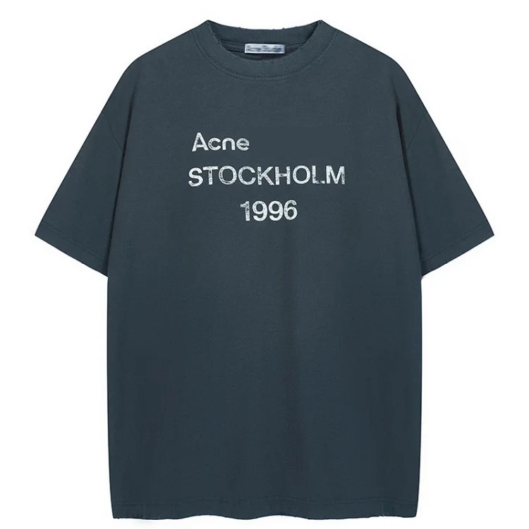 1996 Letter Print Washed and Distressed Light Luxury Loose Men's and Women's Short Sleeve Couple T-Shirt