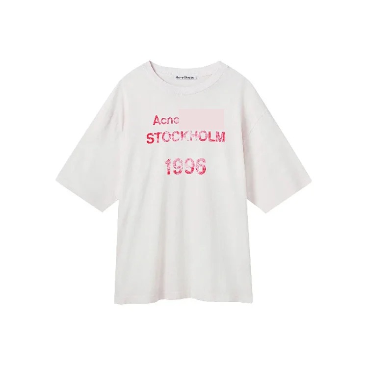 1996 Letter Print Washed and Distressed Light Luxury Loose Men's and Women's Short Sleeve Couple T-Shirt