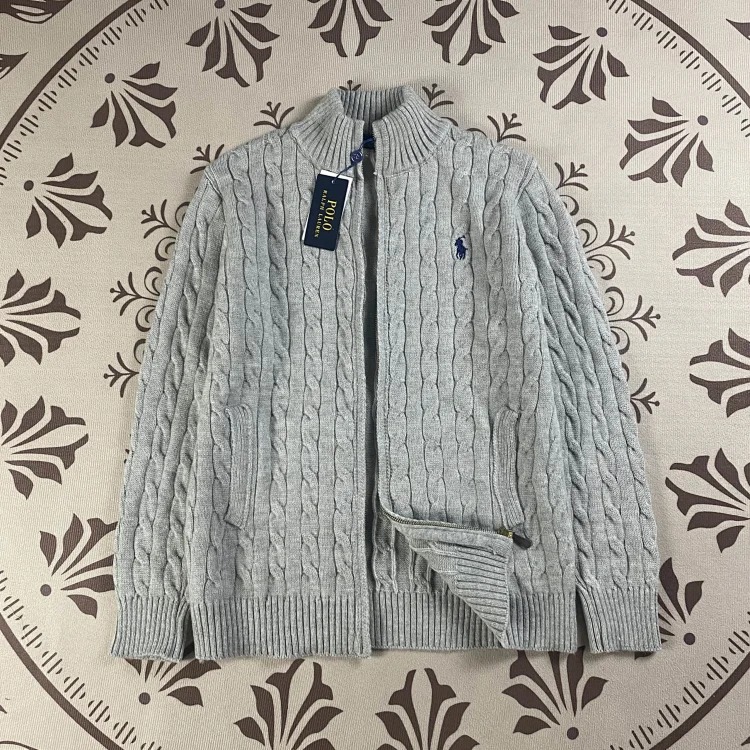 Pony logo autumn and winter lapel cardigan embroidered zipper twist couple sweater women's coat sweater men