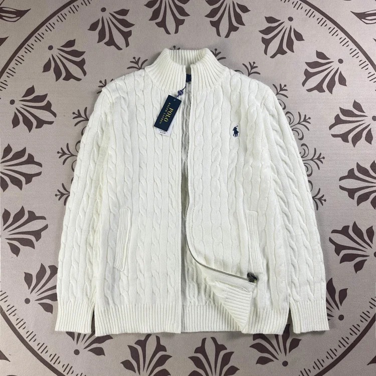 Pony logo autumn and winter lapel cardigan embroidered zipper twist couple sweater women's coat sweater men