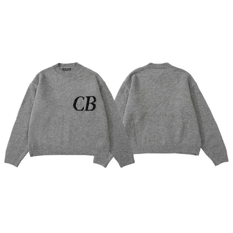 CB letter jacquard loose couple American fashion brand men's and women's knitted sweater