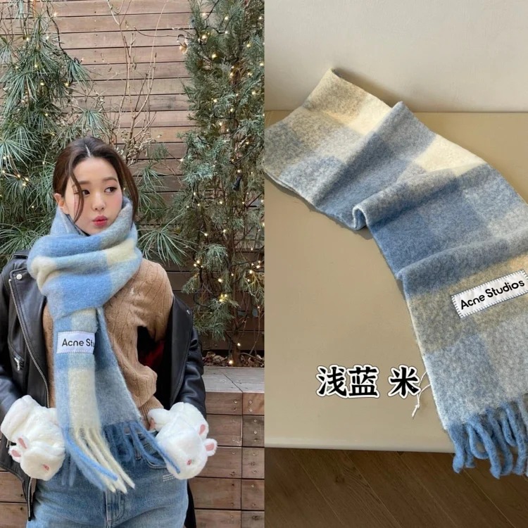 Mohair wool scarf, colorful plaid scarf, gradient wool scarf