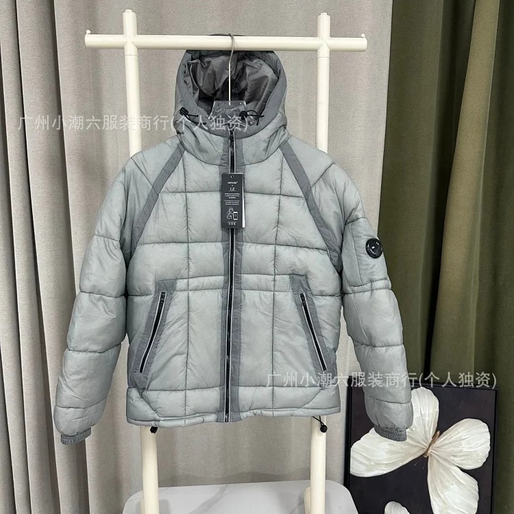 Men's cotton coat, plaid quilted badge, lenses, American style baker's coat, hooded outdoor