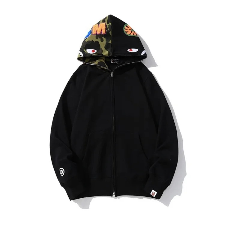 Cross-border foreign trade wholesale new camouflage hooded cardigan zipper terry velvet men's and women's sweatshirt jacket trendy