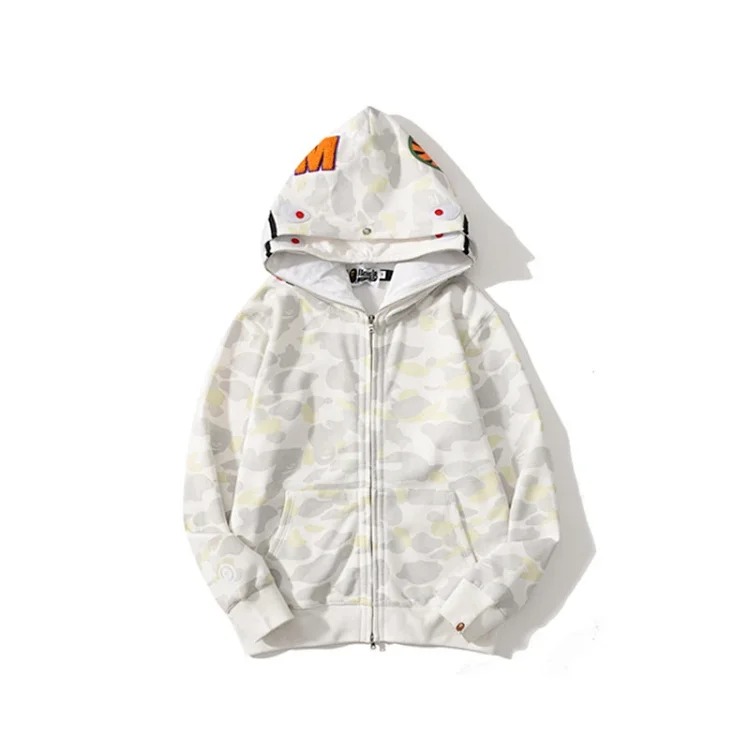 Cross-border foreign trade wholesale new camouflage hooded cardigan zipper terry velvet men's and women's sweatshirt jacket trendy