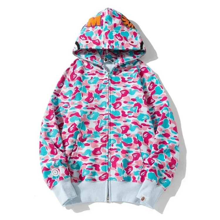 Cross-border foreign trade wholesale new camouflage hooded cardigan zipper terry velvet men's and women's sweatshirt jacket trendy