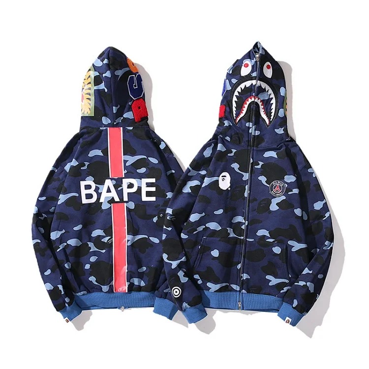 Cross-border foreign trade wholesale new camouflage hooded cardigan zipper terry velvet men's and women's sweatshirt jacket trendy