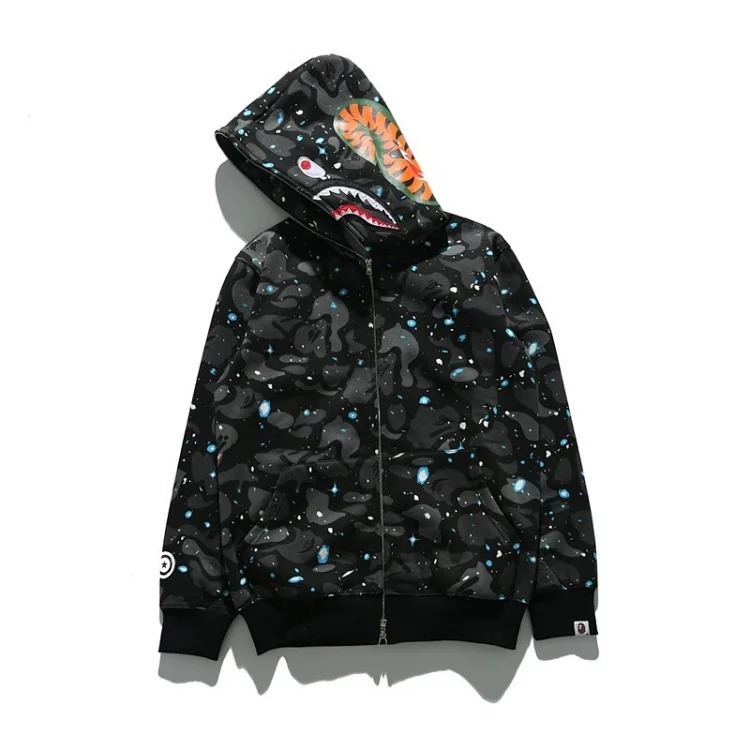 Cross-border foreign trade wholesale new camouflage hooded cardigan zipper terry velvet men's and women's sweatshirt jacket trendy
