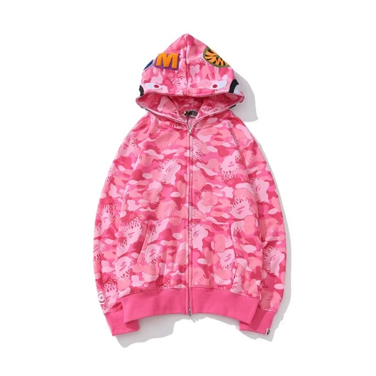 Cross-border foreign trade wholesale new camouflage hooded cardigan zipper terry velvet men's and women's sweatshirt jacket trendy