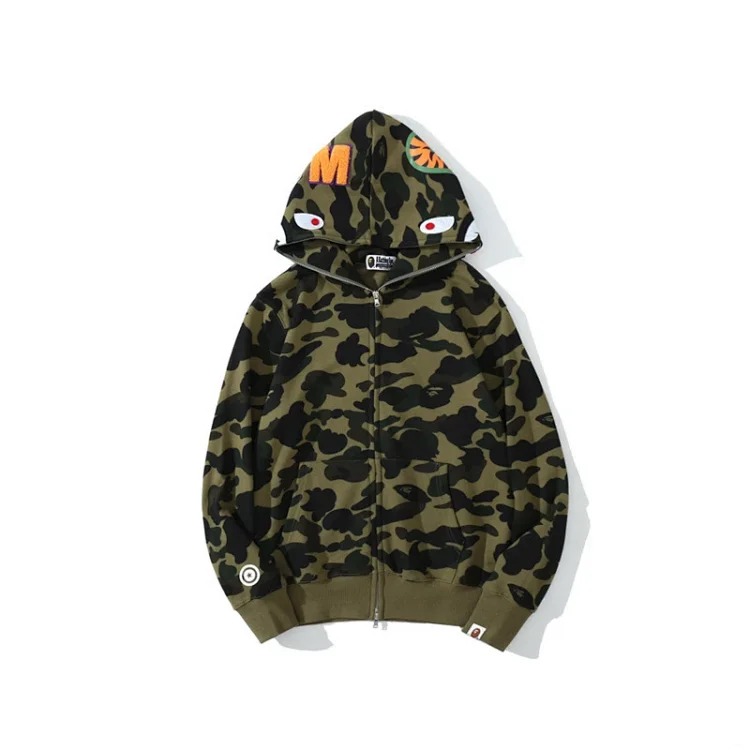 Cross-border foreign trade wholesale new camouflage hooded cardigan zipper terry velvet men's and women's sweatshirt jacket trendy